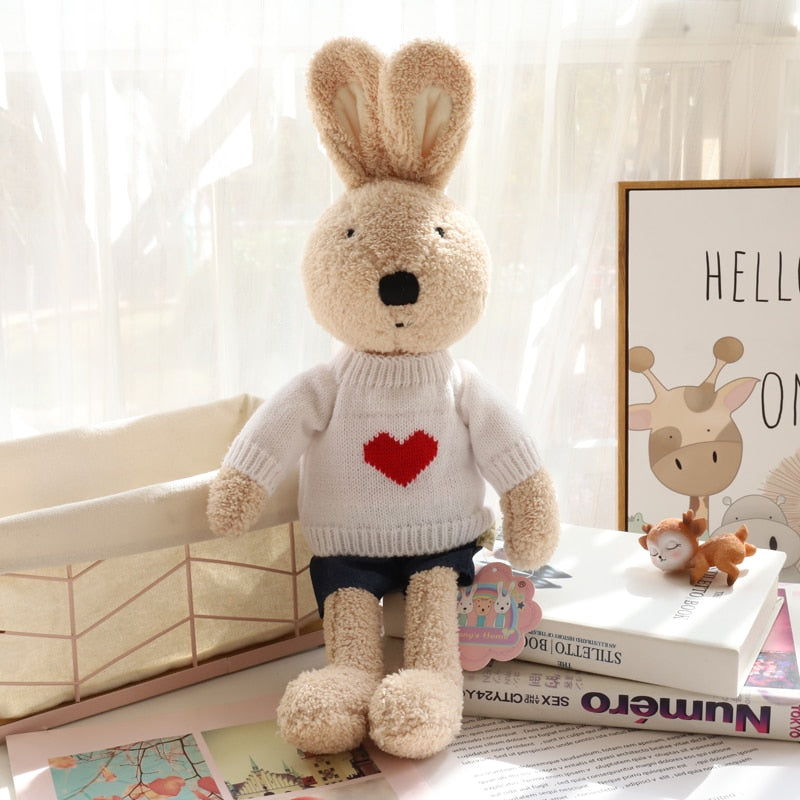 Rabbit With Love Heart Sweater Plush Toys 30/45/60cm - White/Brown