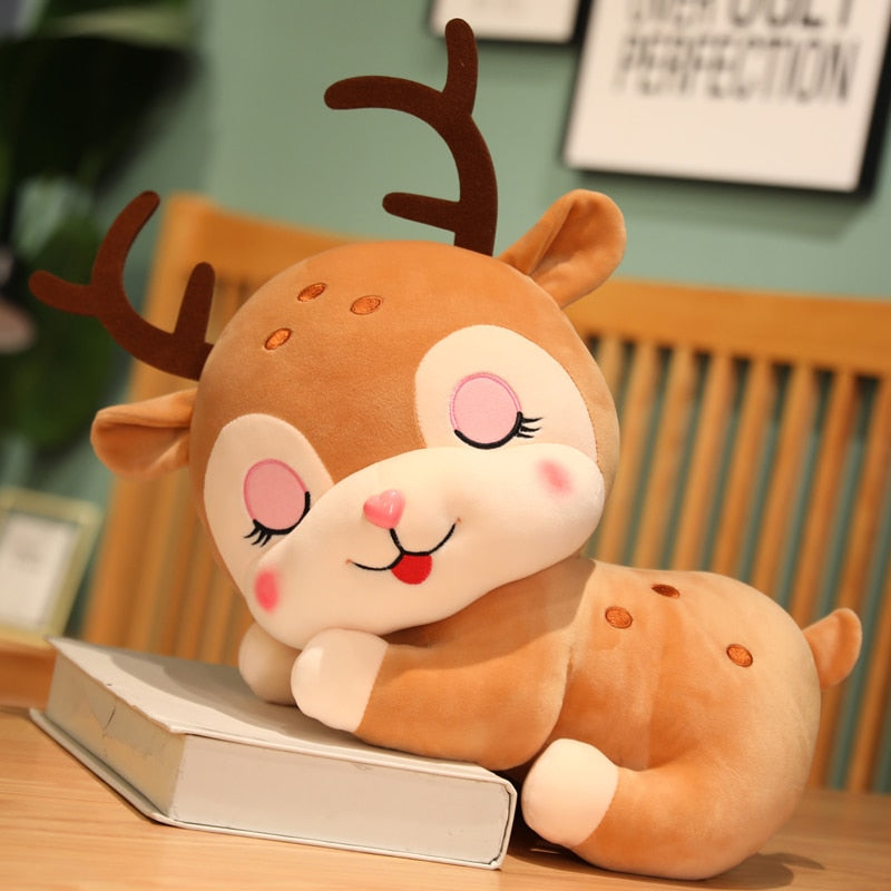 Christmas (Sleeping Reindeer) Plush Toys 20/30/40cm - Pink/Brown