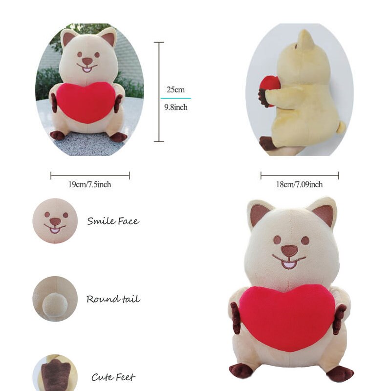 Cute Quokka Holding Heart Plush Toys 25cm