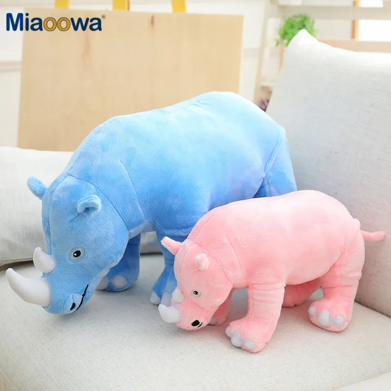 Rhinoceros Lifelike Plush Toys 40/60/80cm - Blue/Grey/Pink