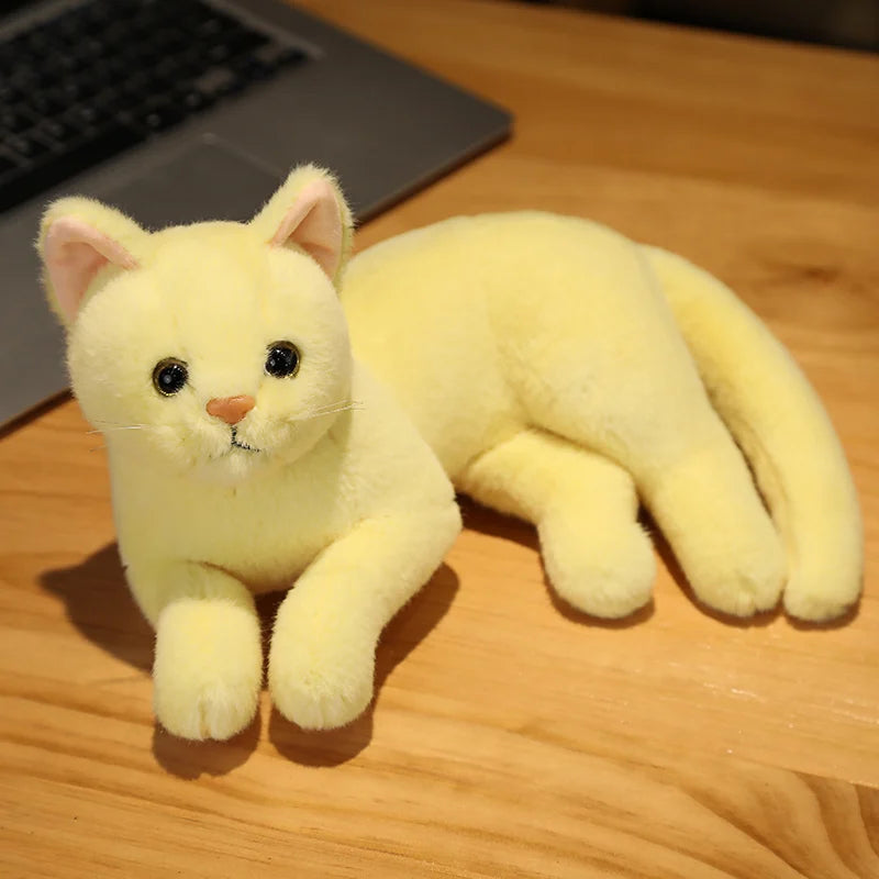 Cats Lifelike Plush Toy 31cm - White/Grey/Yellow/Mix colours