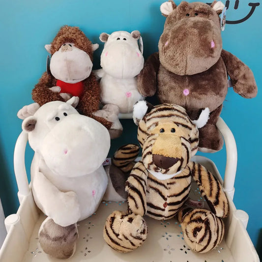 Cute Animal (Hippo/Tiger/Monkey) Plush Toys 25/35cm - 5 Styles