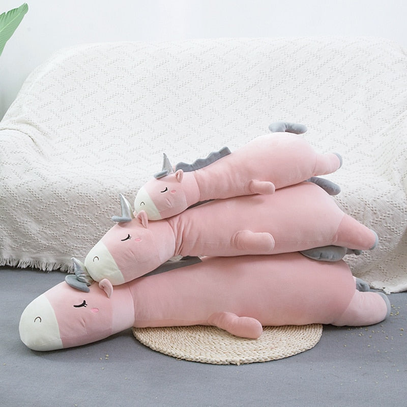 Sleeping Unicorn Pillow Plush Toys 70/95/120cm - Pink/White/Green