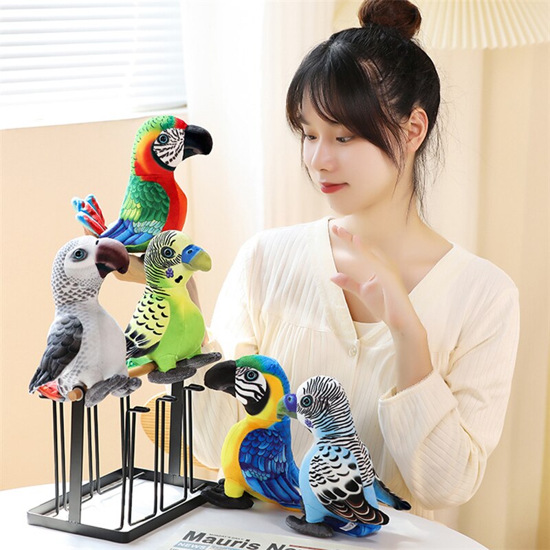 Bird (Lifelike Parrot) Plush Toys 20cm - Green/Grey/Red/Blue/Yellow