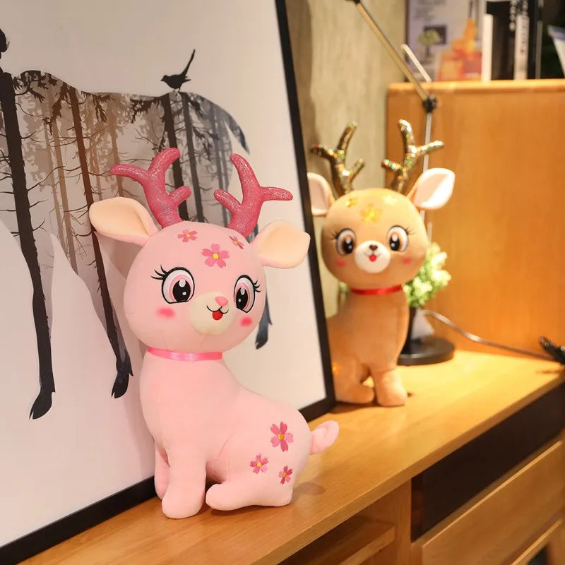 Cute/Kawaii Deer Plush Toys 30/45/50cm - Brown/Pink