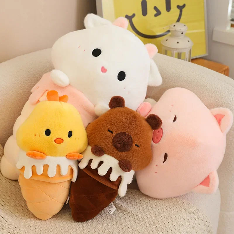 Funny Animal Ice Cream Hybrid Plush Toys 35/60cm - Sheep/Pig/Duck/Capybara