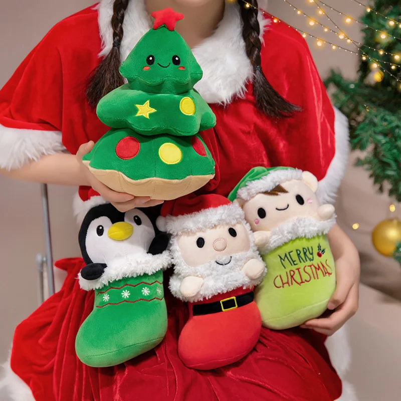 Christmas (Tree & Penguin/Santa Claus/Elf In Socks) Plush Toys 25cm - 4 Styles