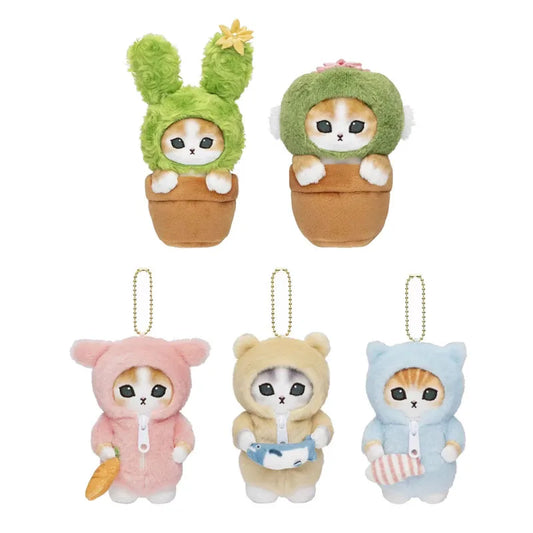 Mofusand Cat With Animal/Plants Dress Up Plush Keychains 10cm - 5 Styles