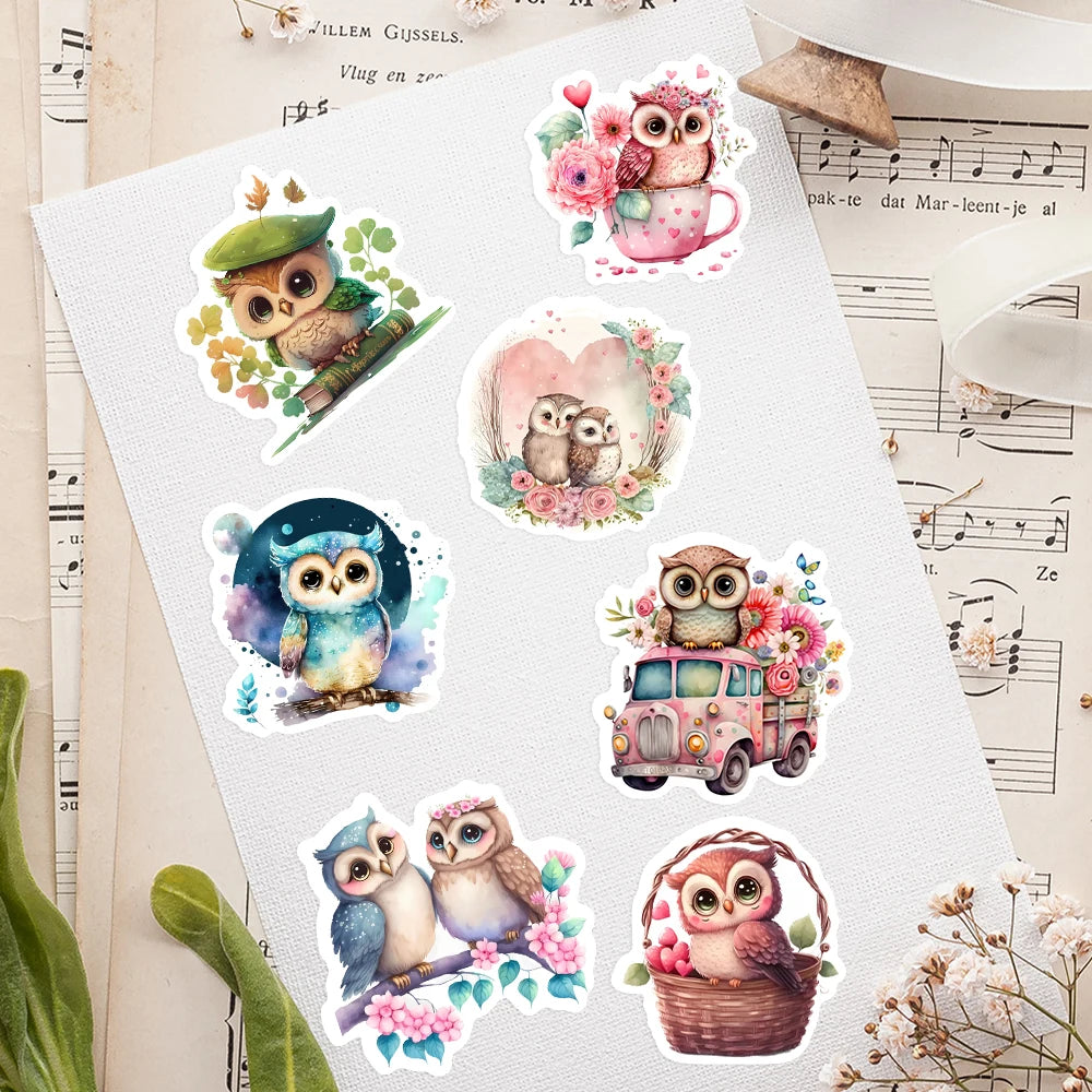 50 pcs Cute/Kawaii Owl Stickers