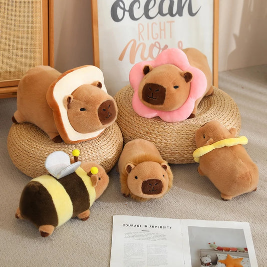 Cute Capybara With Dress Up(Lion/Flower/Bread/Bee) Plush Toys 25/35cm