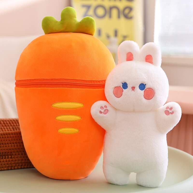 Cute Pig/Bunny In Carrot/Strawberry Bag Plush Toys 30/40/60/80cm