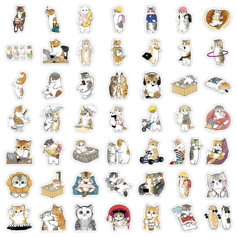 50 pcs Cute/Kawaii Cat Stickers - V6