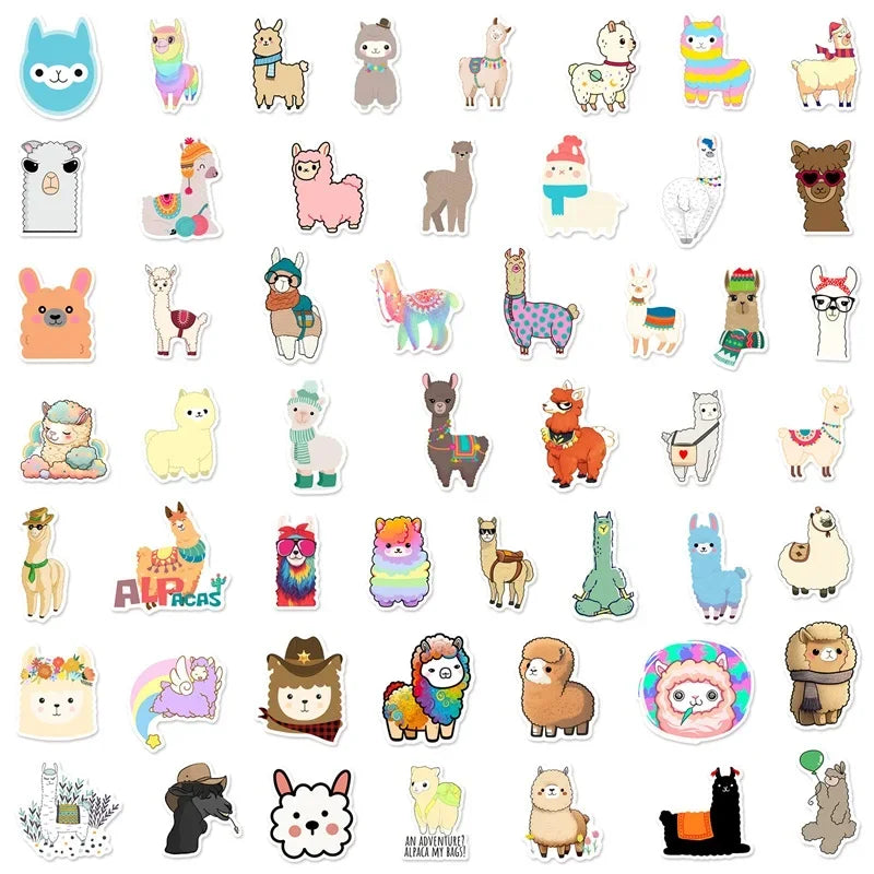 50 pcs Cute/Kawaii Alpaca Stickers