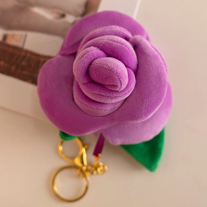 Cute Flower (Rose) Plush Keychain 8cm - Yellow/Red/Pink/Blue/Orange/Purple