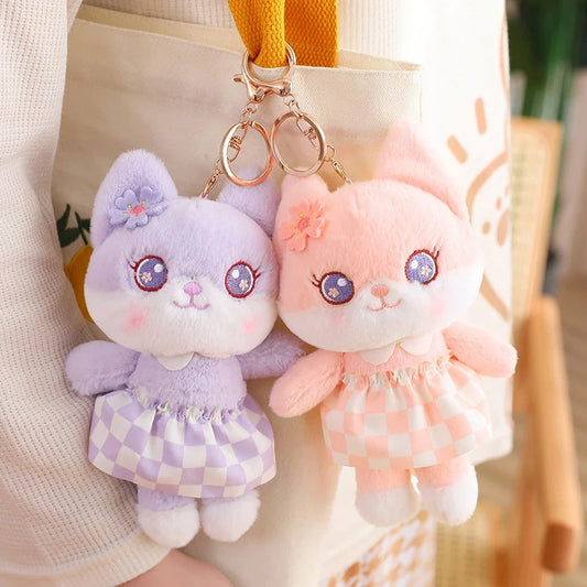 Cute Fox Plush Keychains 15cm - Pink/Purple