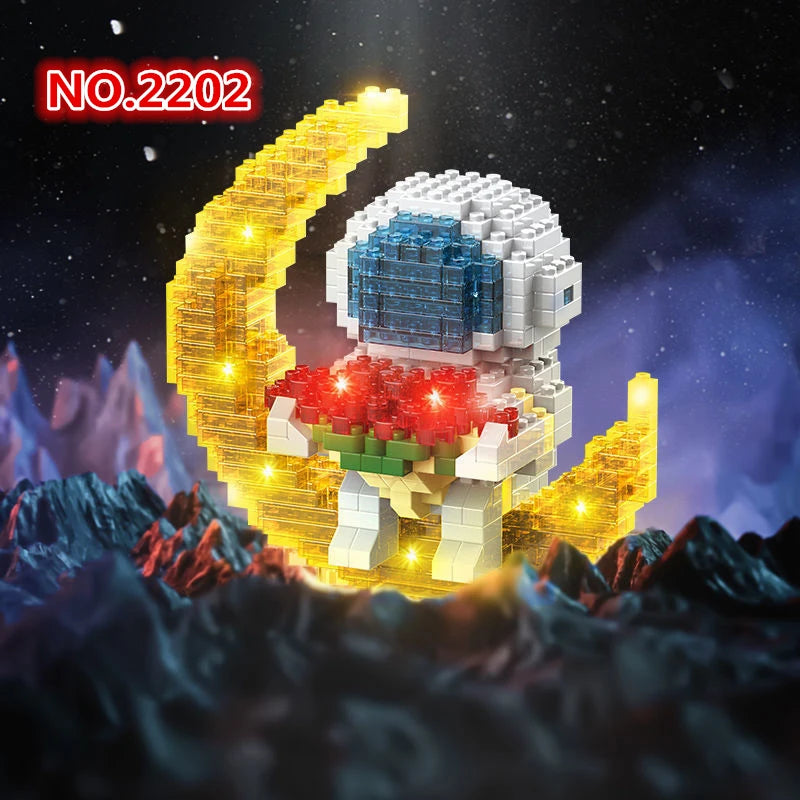 Cute Astronaut With Light Mini Building Blocks - 7 Styles