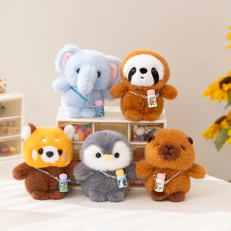 Cute Animal (Sloth/Capybara/Red Panda/Elephant/Penguin) Plush Keychain 12cm