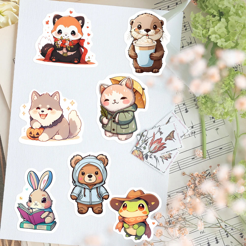 50 pcs Cute/Kawaii Animal Stickers - V2