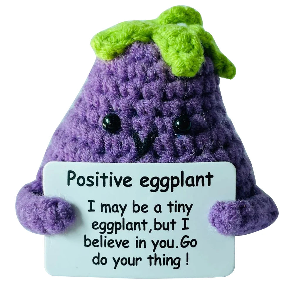 Handmade Knitted Potato/Corn/Carrot/Chicken/Avocado/Pear/Apple/Eggplant/Pea/Peach/Pitaya With Positive Message - 25 Styles