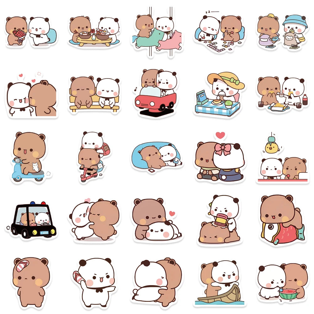 50 pcs (Random) Cute/Kawaii Panda and Bear Stickers