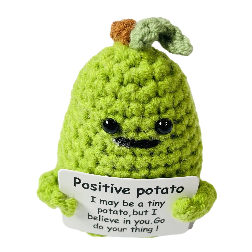 Handmade Knitted Potato/Corn/Carrot/Chicken/Avocado/Pear/Apple/Eggplant/Pea/Peach/Pitaya With Positive Message - 25 Styles