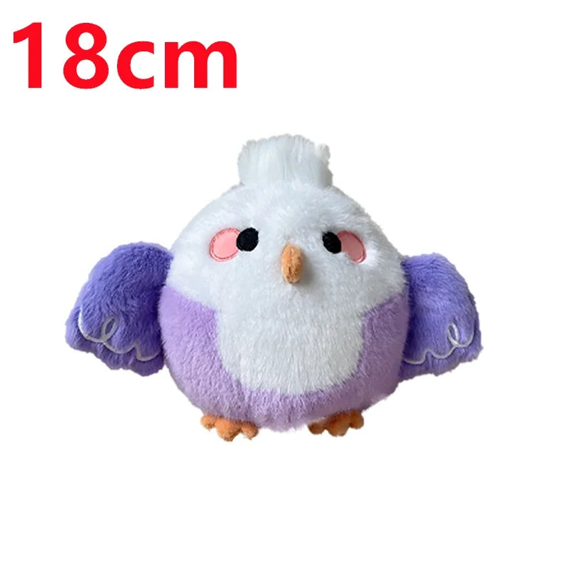 Cute Bird Plush Toys 18cm and Plush Keychains 10cm - Purple/Blue/Green/Black