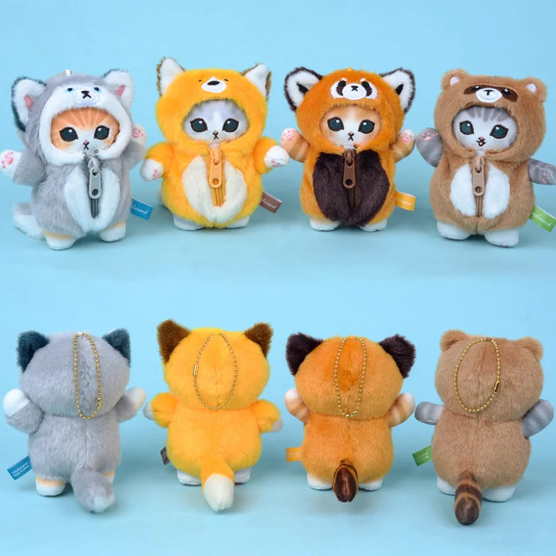 Mofusand Cat With Animal (Raccoon/Red Panda/Wolf/Fox) Dress Up Plush Keychains 12cm