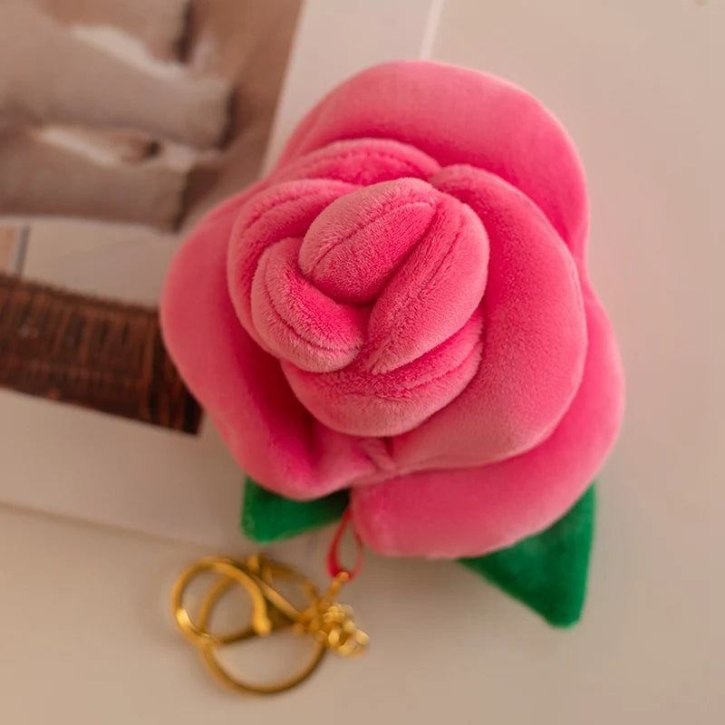 Cute Flower (Rose) Plush Keychain 8cm - Yellow/Red/Pink/Blue/Orange/Purple