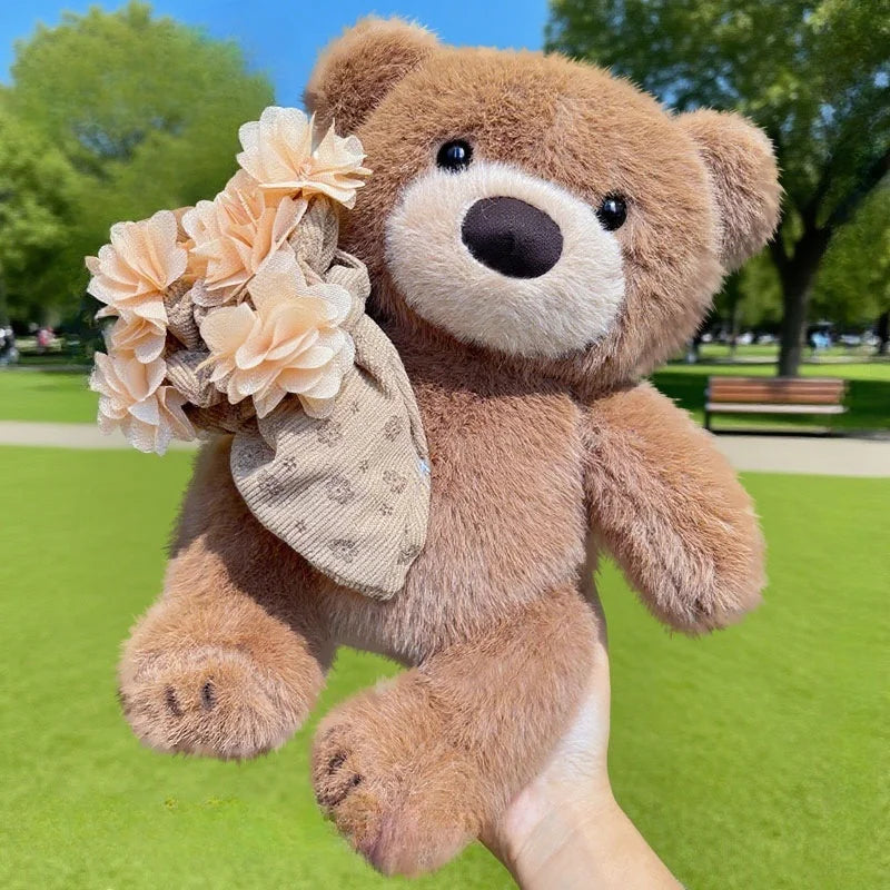 Cute Teddy Bear With Flower Bouquet Plush Toys - 27/37cm