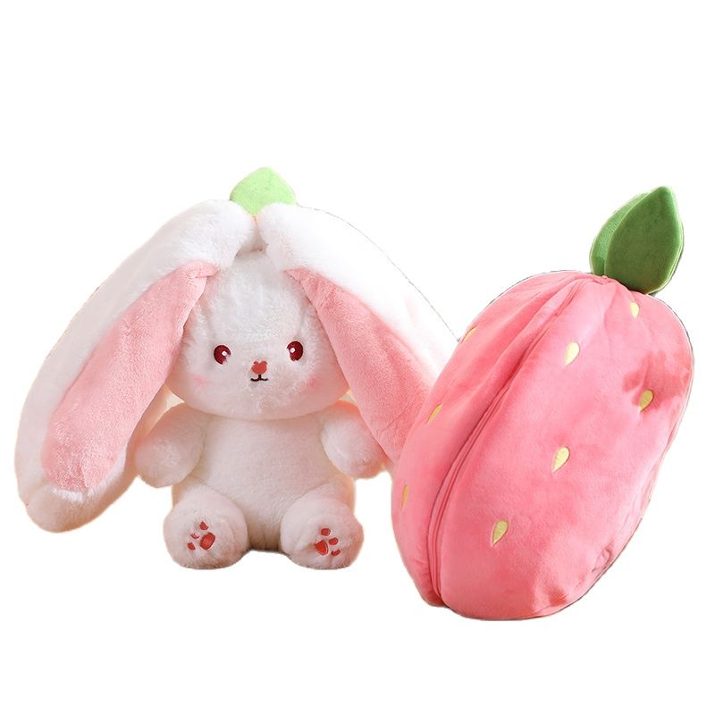 Funny Rabbit In Carrot/Strawberry Bag Plush Toys 18cm/25cm/35cm