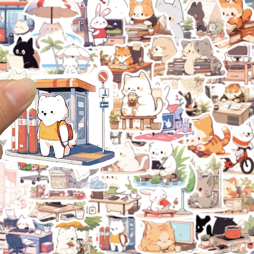 50 pcs Cute/Kawaii Cat Stickers - V4