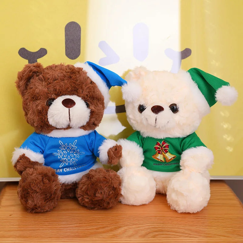 Teddy Bear With Christmas Hat And T-Shirt/Bow Plush Toys 20cm - 18 Styles