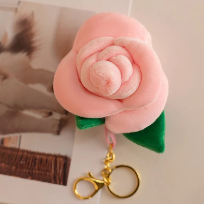Cute Flower (Rose) Plush Keychain 8cm - Yellow/Red/Pink/Blue/Orange/Purple