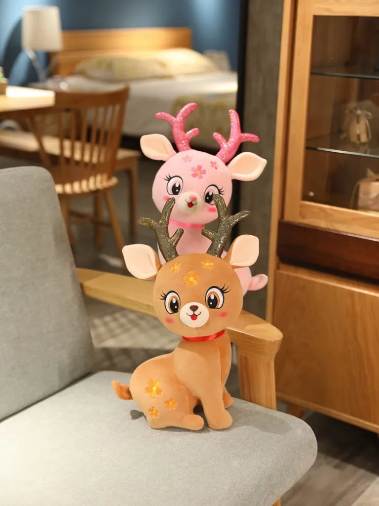 Cute/Kawaii Deer Plush Toys 30/45/50cm - Brown/Pink