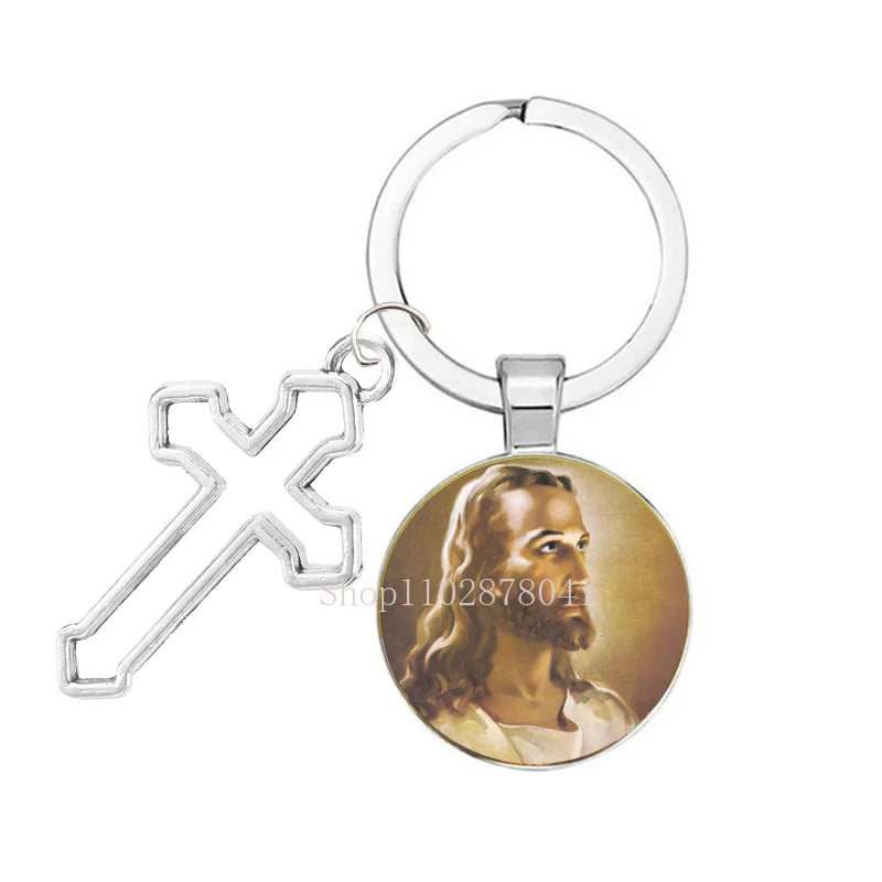 Keychain With The Jesus Image And Cross - 9 Choices