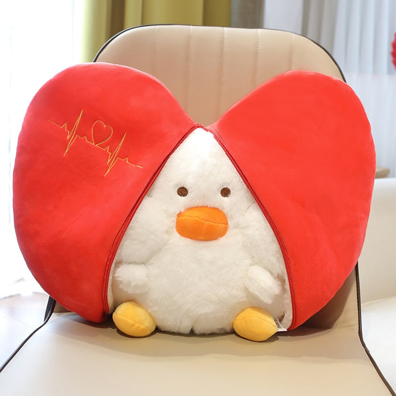 Funny Duck In Pear/Heart Bag Plush Toys 20-35cm