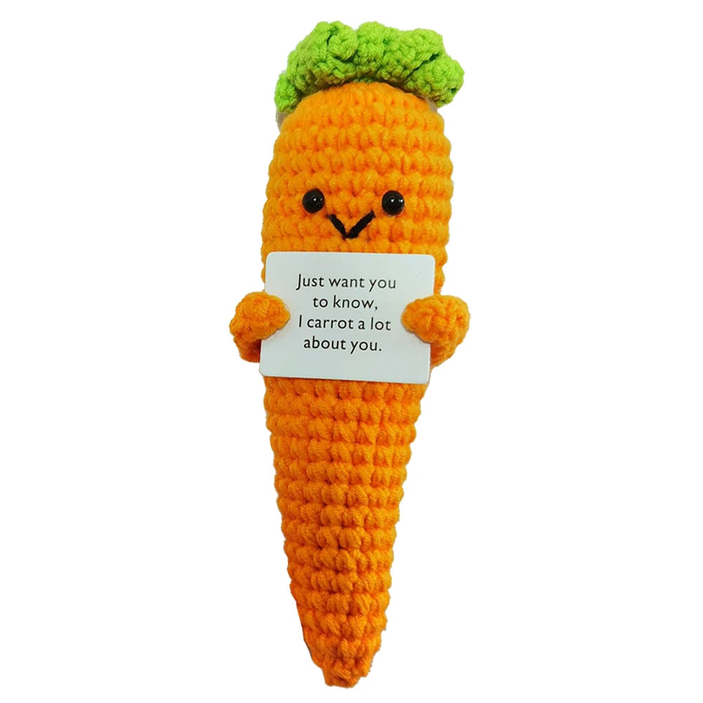 Handmade Knitted Potato/Corn/Carrot/Chicken/Avocado/Pear/Apple/Eggplant/Pea/Peach/Pitaya With Positive Message - 25 Styles