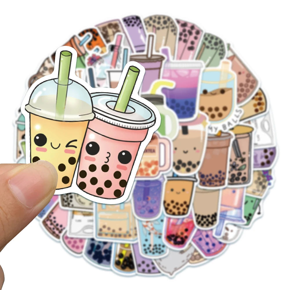 50/100 pcs Cute/Kawaii Drink/Pearl Milk Tea Stickers