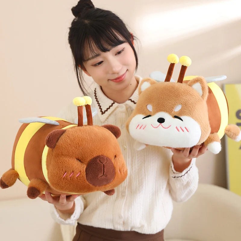 Funny Dog/Capybara Bee Hybrid Plush Toys 30/45cm