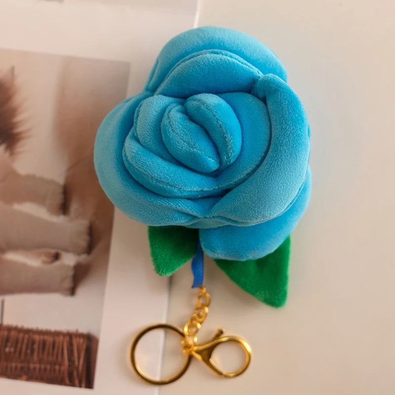 Cute Flower (Rose) Plush Keychain 8cm - Yellow/Red/Pink/Blue/Orange/Purple