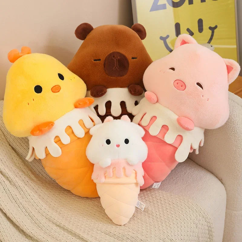 Funny Animal Ice Cream Hybrid Plush Toys 35/60cm - Sheep/Pig/Duck/Capybara