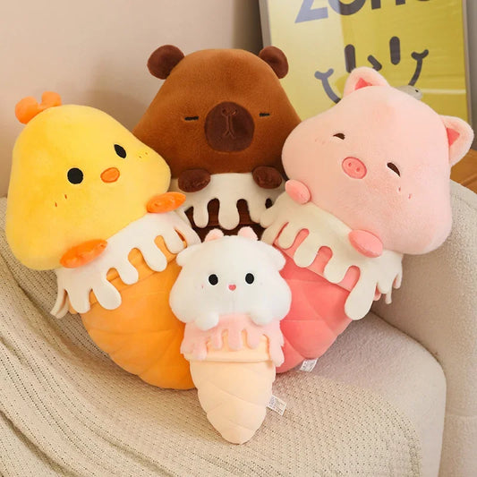 Funny Animal Ice Cream Hybrid Plush Toys 35/60cm - Sheep/Pig/Duck/Capybara