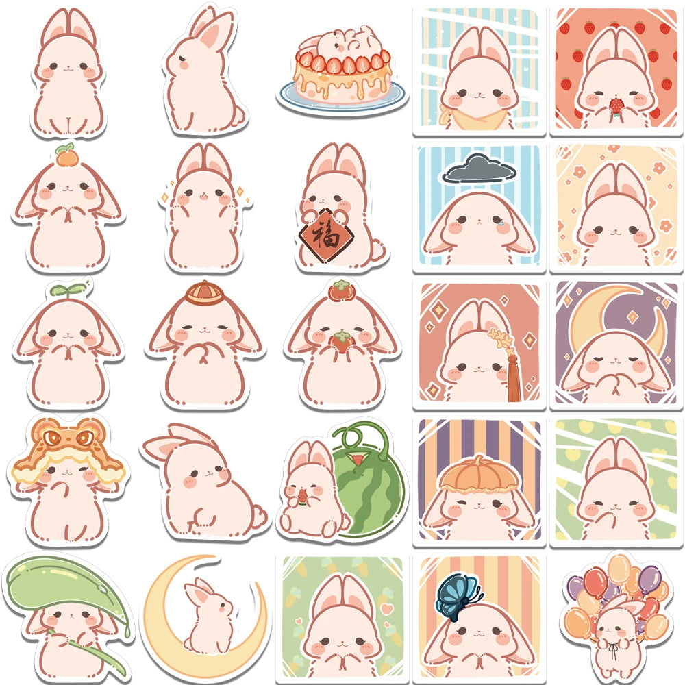 50 pcs Cute/Kawaii Pink Bunny/Rabbit Stickers