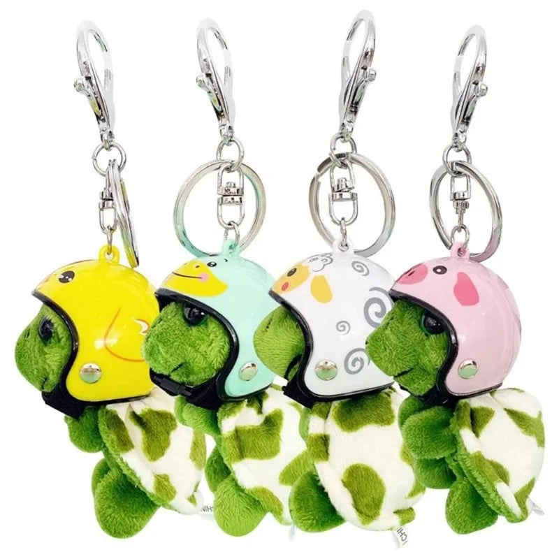 Cute Turtle/Bear With Helmet Plush Keychains - 18 Styles