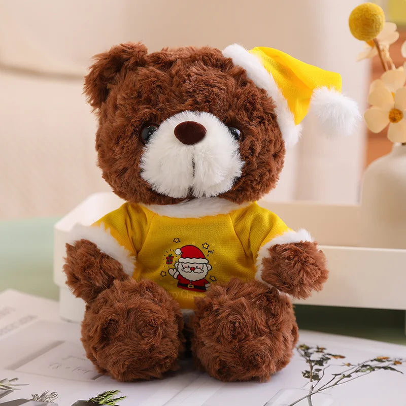 Teddy Bear With Christmas Hat And T-Shirt/Bow Plush Toys 20cm - 18 Styles