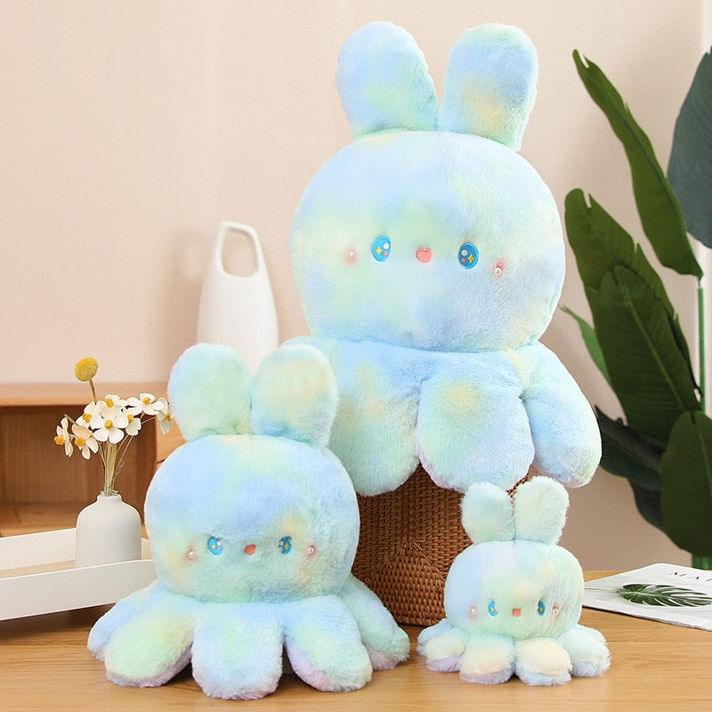 Reversible Rabbit/Octopus Plush Toys 20cm/35cm/50cm - Green/Pink