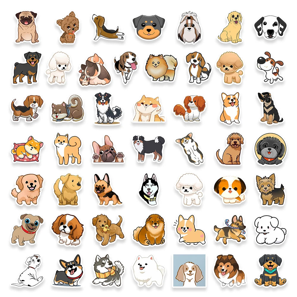 50 pcs Cute/Kawaii Dog/Puppy Stickers - V2