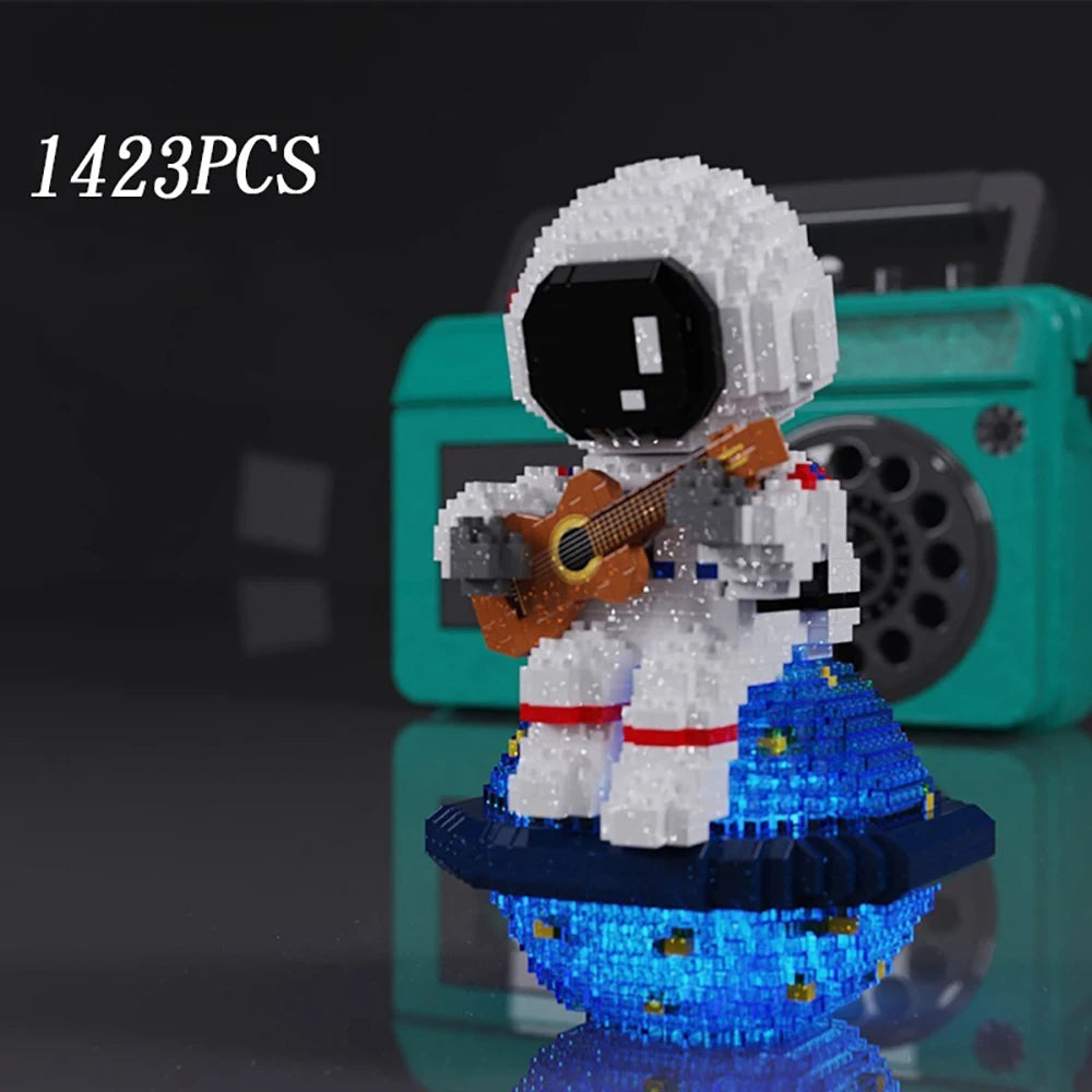 Cute Astronaut and Guitar With Light Mini Building Blocks (1423pcs)