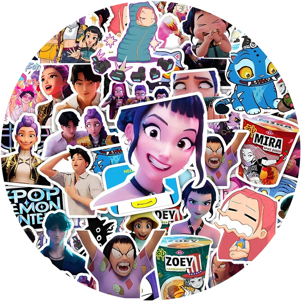 50-74 pcs Cute/Kawaii K-Pop Demon Hunters Stickers - 6 Styles
