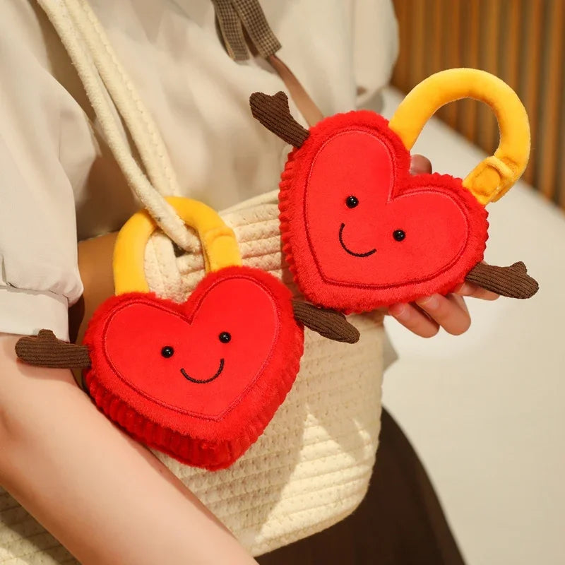 Cute Smile Face Red Heart Locks Plush Toys - One/Two